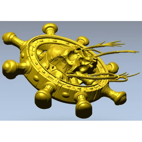 Skull at the Helm - 3D STL model for CNC carving