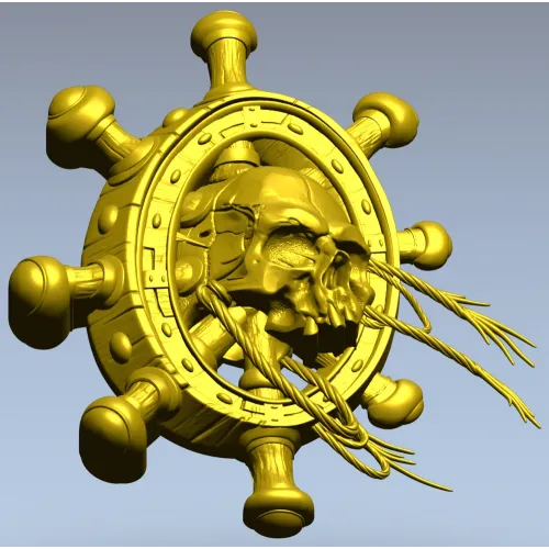 Skull at the Helm - 3D STL model for CNC carving