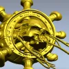 Skull at the Helm - 3D STL model for CNC carving