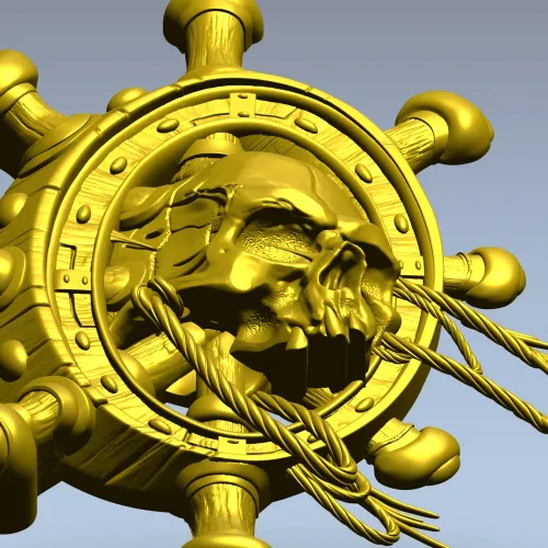 Skull at the Helm - 3D STL model for CNC carving