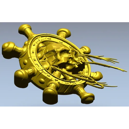 Skull at the Helm - 3D STL model for CNC carving