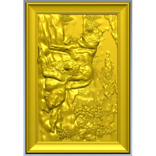 Forest Wolves Relief Panel - STL 3D Model for CNC