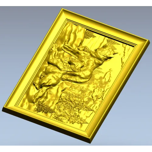 Forest Wolves Relief Panel - STL 3D Model for CNC