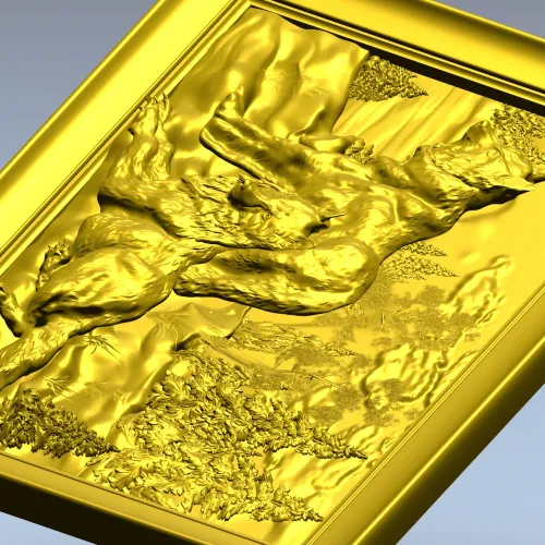 Forest Wolves Relief Panel - STL 3D Model for CNC