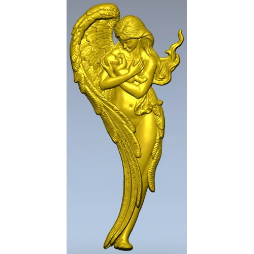 Angel holding baby - high-relief STL for CNC