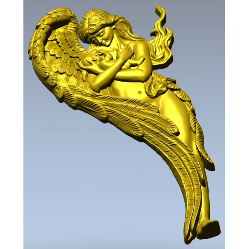Angel holding baby - high-relief STL for CNC