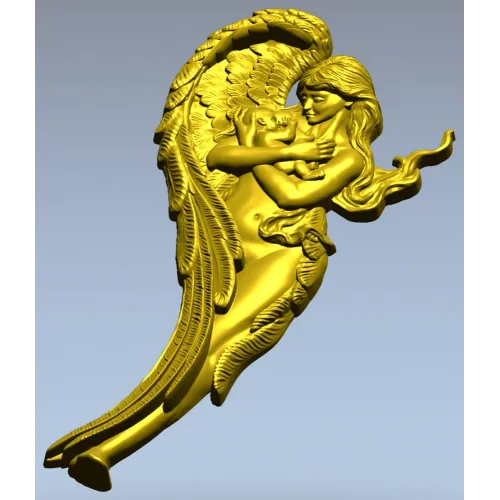 Angel holding baby - high-relief STL for CNC
