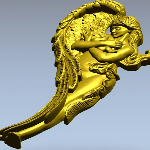Angel holding baby - high-relief STL for CNC