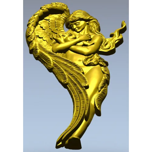 Angel holding baby - high-relief STL for CNC