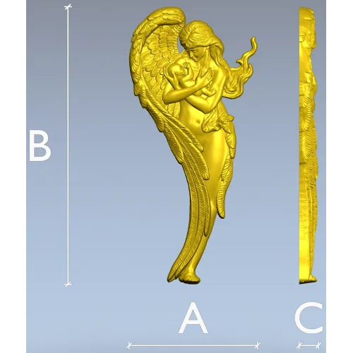 Angel holding baby - high-relief STL for CNC