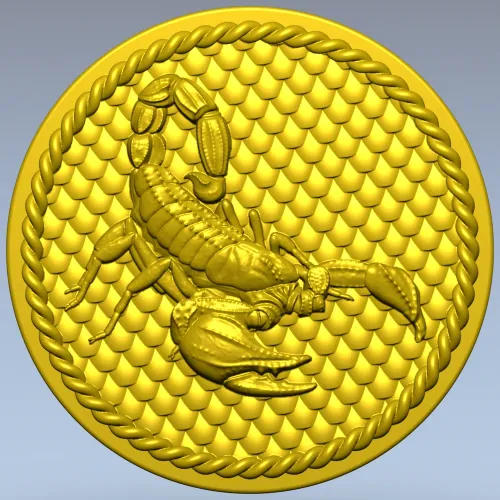 Scorpio medallion 3D model (STL) for CNC routing