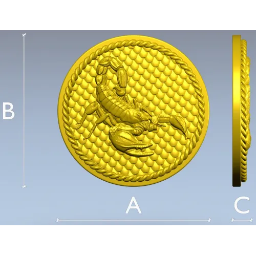 Scorpio medallion 3D model (STL) for CNC routing