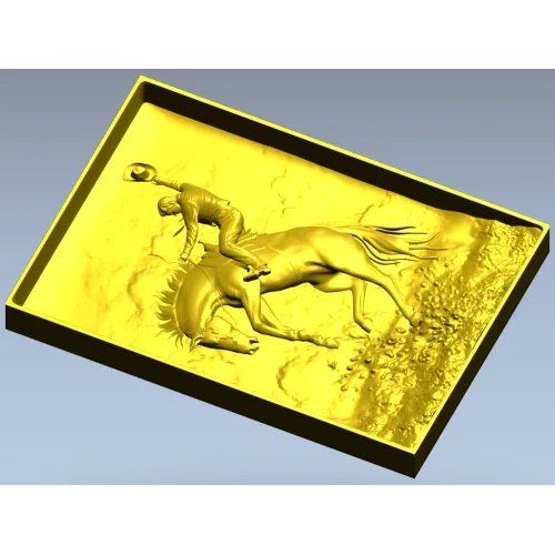 STL модель панно "Ковбой и лошадь" - 3D модель для ЧПУ