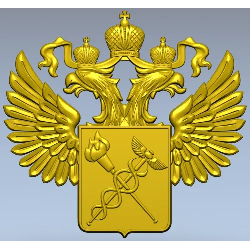 Двуглавый орёл с медицинским щитом - STL барельеф для ЧПУ