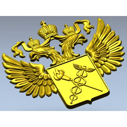 Двуглавый орёл с медицинским щитом - STL барельеф для ЧПУ