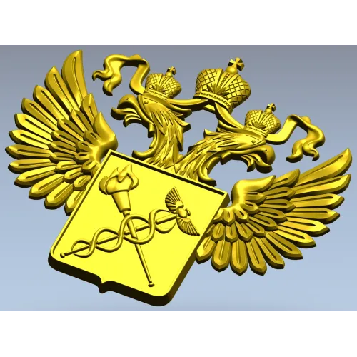 Двуглавый орёл с медицинским щитом - STL барельеф для ЧПУ