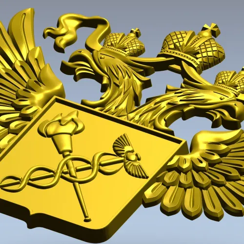 Двуглавый орёл с медицинским щитом - STL барельеф для ЧПУ