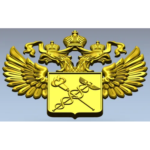 Двуглавый орёл с медицинским щитом - STL барельеф для ЧПУ