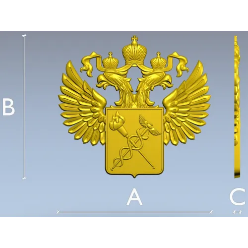 Двуглавый орёл с медицинским щитом - STL барельеф для ЧПУ