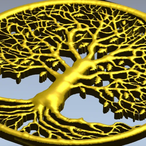 Tree of Life Round Medallion - STL 3D Model for CNC