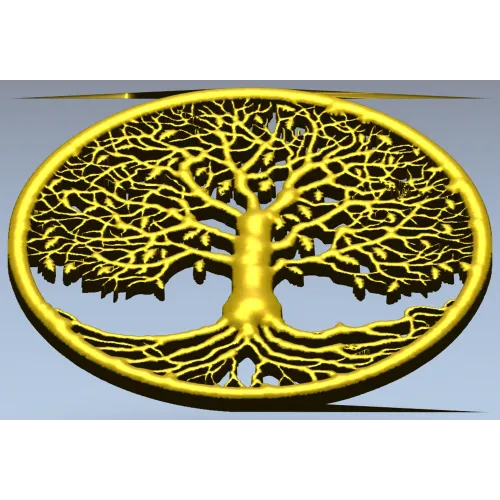 Tree of Life Round Medallion - STL 3D Model for CNC