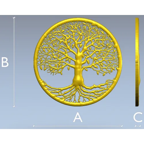 Tree of Life Round Medallion - STL 3D Model for CNC