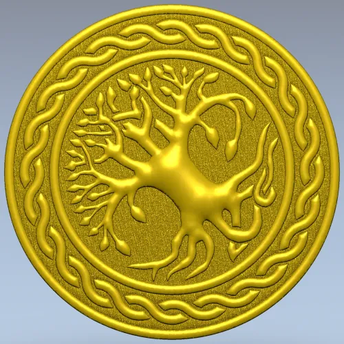 Celtic Tree of Life round medallion STL for CNC