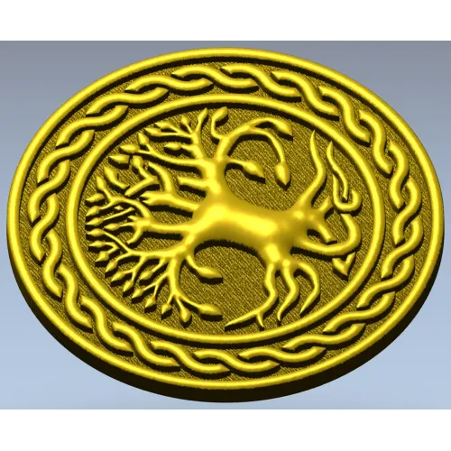 Celtic Tree of Life round medallion STL for CNC