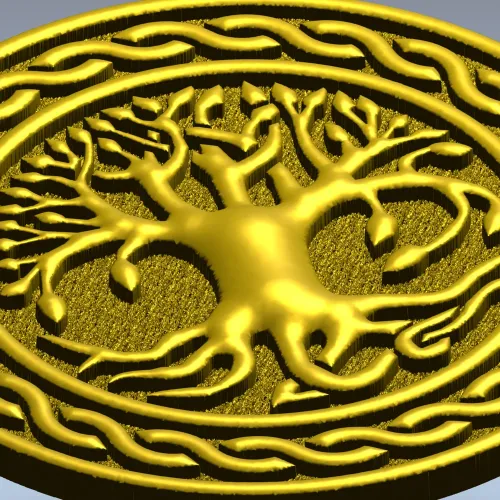 Celtic Tree of Life round medallion STL for CNC