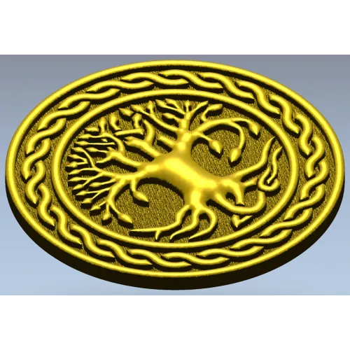 Celtic Tree of Life round medallion STL for CNC