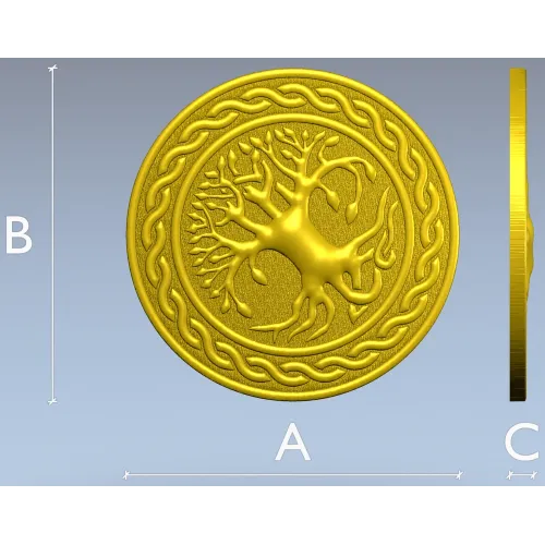 Celtic Tree of Life round medallion STL for CNC