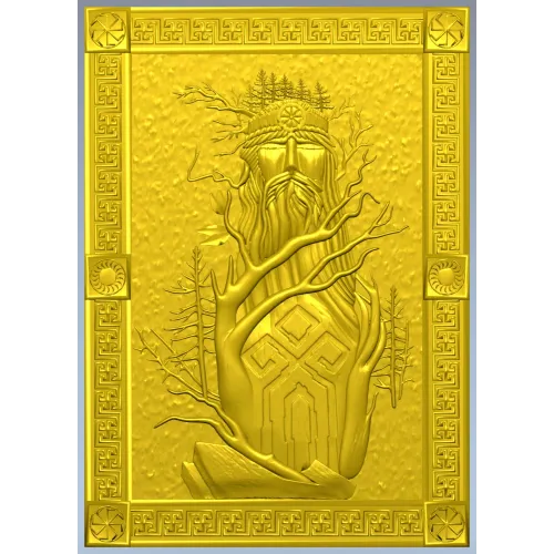 Slavic Leshy high-relief panel STL for CNC