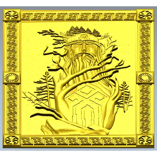 Slavic Leshy high-relief panel STL for CNC