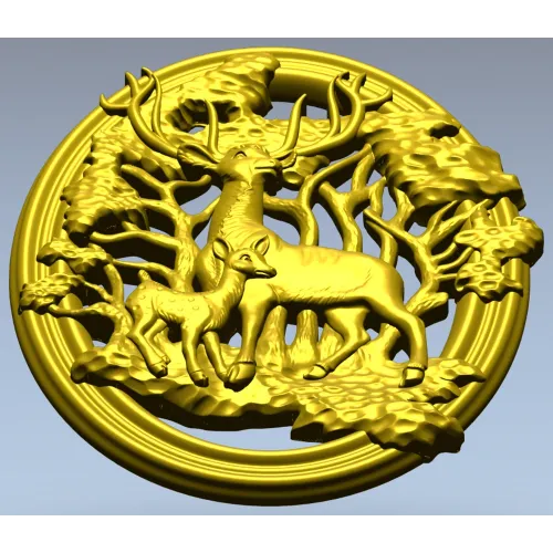 3D модель STL - овальное панно с оленями для ЧПУ