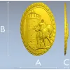 Медальон с рыцарем у башни - 3D модель STL для ЧПУ
