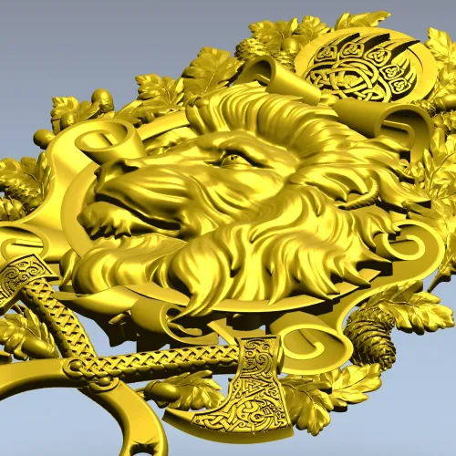 Барочный герб с львом и топорами - 3D модель STL для ЧПУ