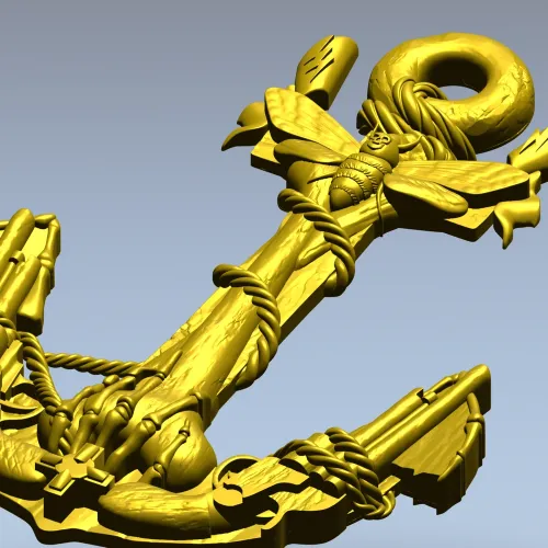Sea Anchor with Moth - high-relief STL 3D model for CNC