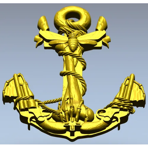 Sea Anchor with Moth - high-relief STL 3D model for CNC