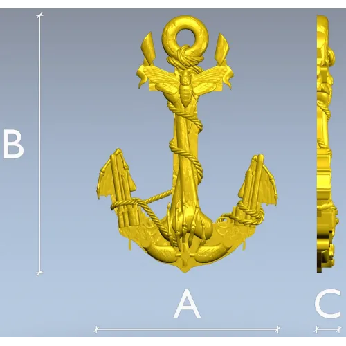 Sea Anchor with Moth - high-relief STL 3D model for CNC