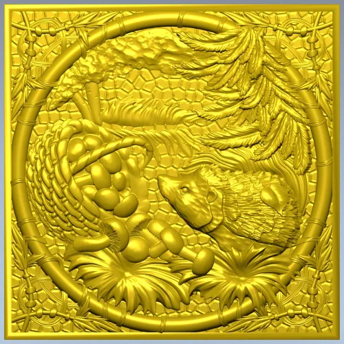 Forest Hedgehog Decorative Panel STL for CNC