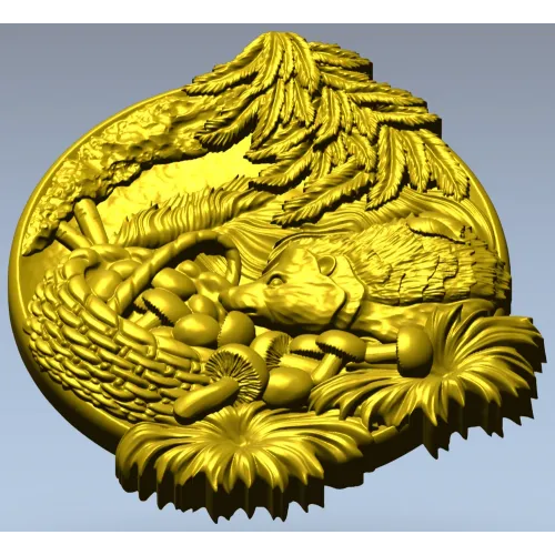 Ёжик в корзинке - 3D модель STL для ЧПУ, рельефный декоративный панно