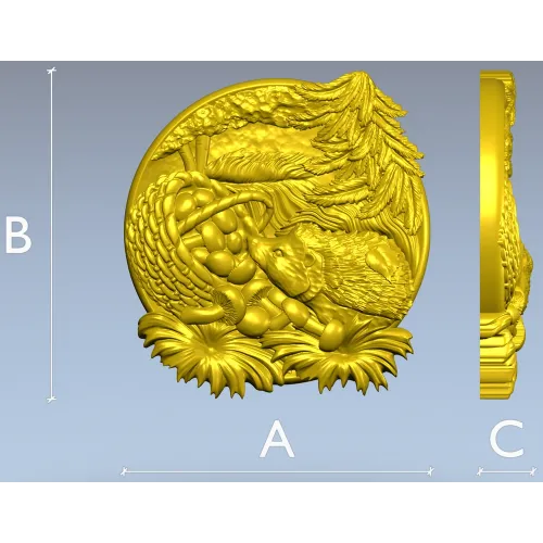Ёжик в корзинке - 3D модель STL для ЧПУ, рельефный декоративный панно