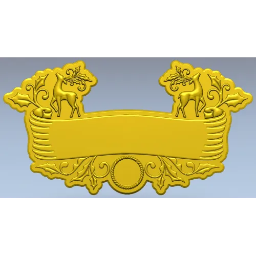 Ornate Deer Banner - STL 3D Model for CNC