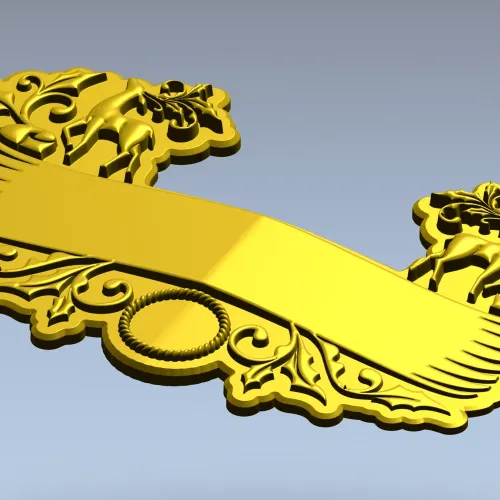Ornate Deer Banner - STL 3D Model for CNC