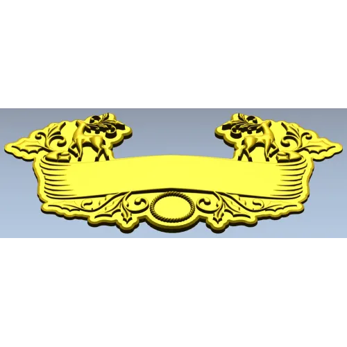 Ornate Deer Banner - STL 3D Model for CNC