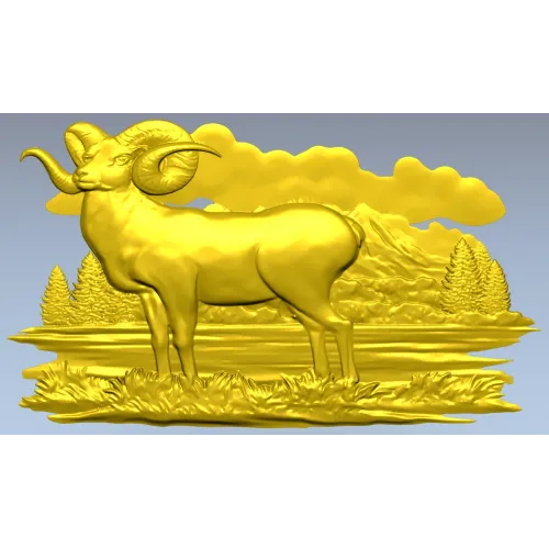 Mountain Ram relief STL for CNC milling