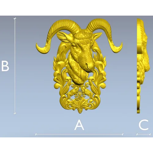 Ram Head High-Relief STL Model for CNC