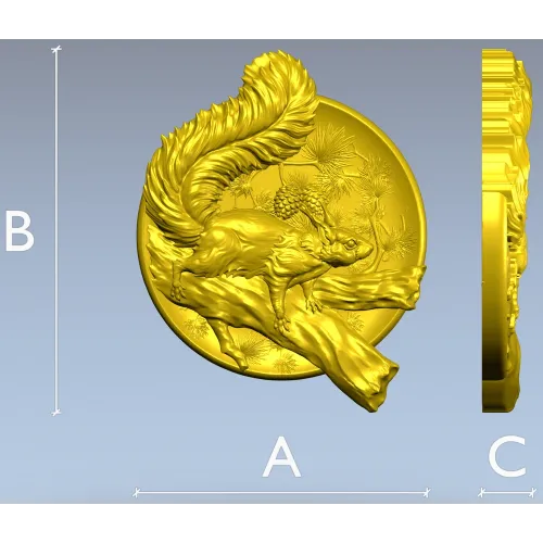 Squirrel Medallion STL - high-relief 3D model for CNC