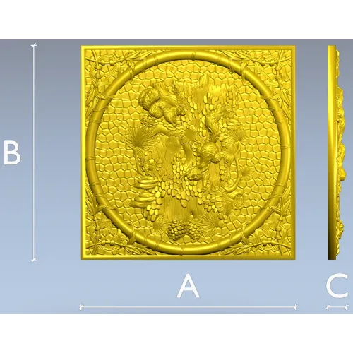 Медальон "Белки и шишки" - рельефная панель STL для ЧПУ