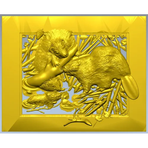 Панно "Бобровая заводь" - 3D модель STL для ЧПУ